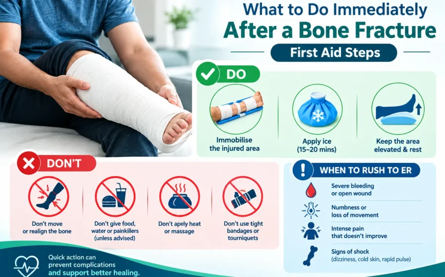 First aid for bone fractures: Immediate steps and mistakes that delay healing
